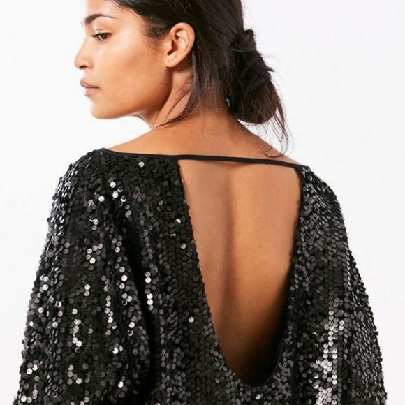 SILENCE + NOISE SEQUIN BLACK TOP SIZE M - Picture 2 of 8
